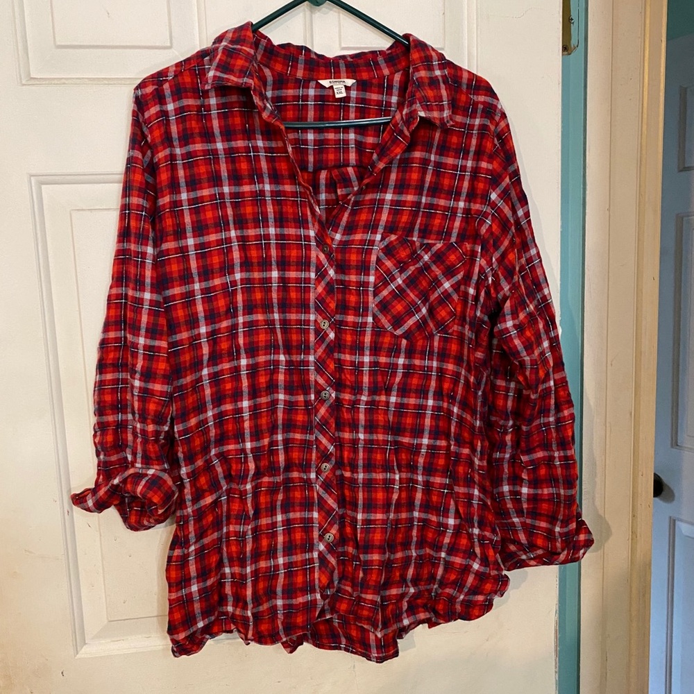 plaid button down